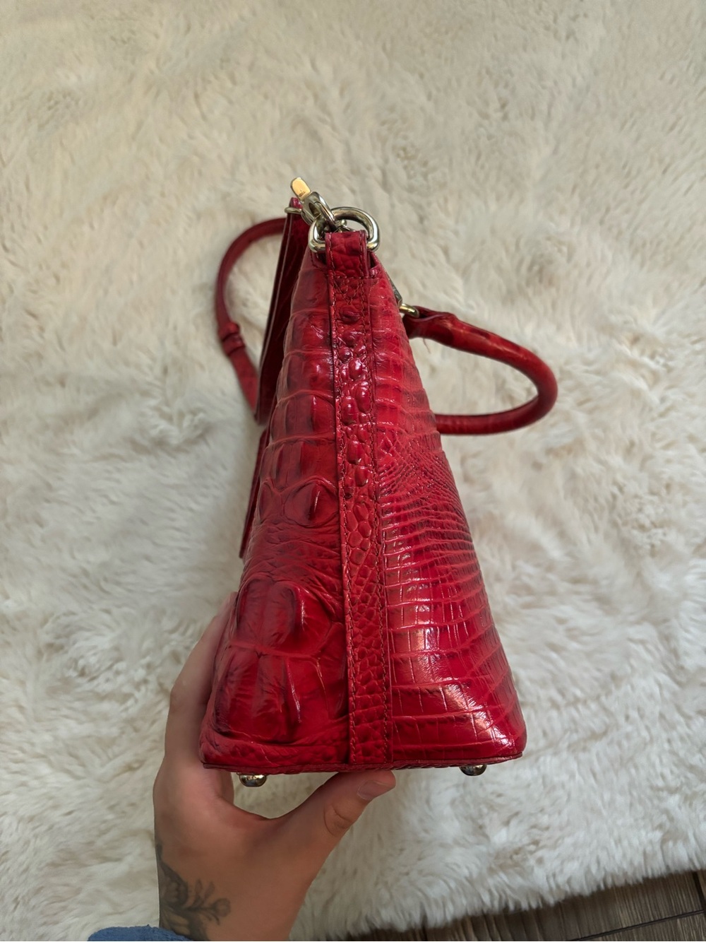 Brahmin Red Dragon Melbourne Leather Duxbury Satchel Handbag and Wallet - Picture 6 of 15